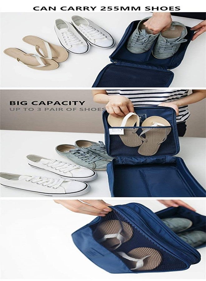 GIANT IMPEX 3 Layer's Waterproof Travel Shoe Bags | Multipurpose | Portable Shoe Storage Holder| Tote Bag | Nylon Footwear Organiser |Wardrobe Pouch-(Black Lemon & Grey) Pack of 2 (Blue &Light Pink) - Image 4
